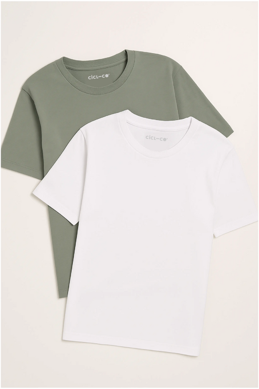 Pack camisetas básicas blanco/verde