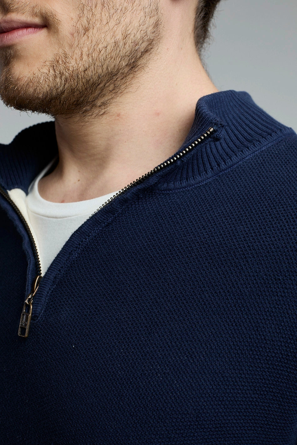 Suéter Tejido Half Zipper azul oscuro