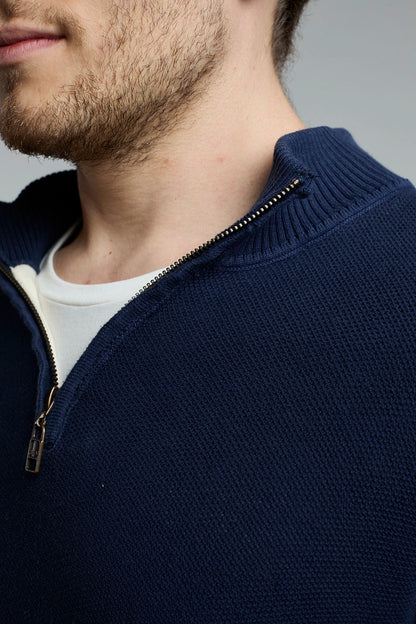 Suéter Tejido Half Zipper azul oscuro