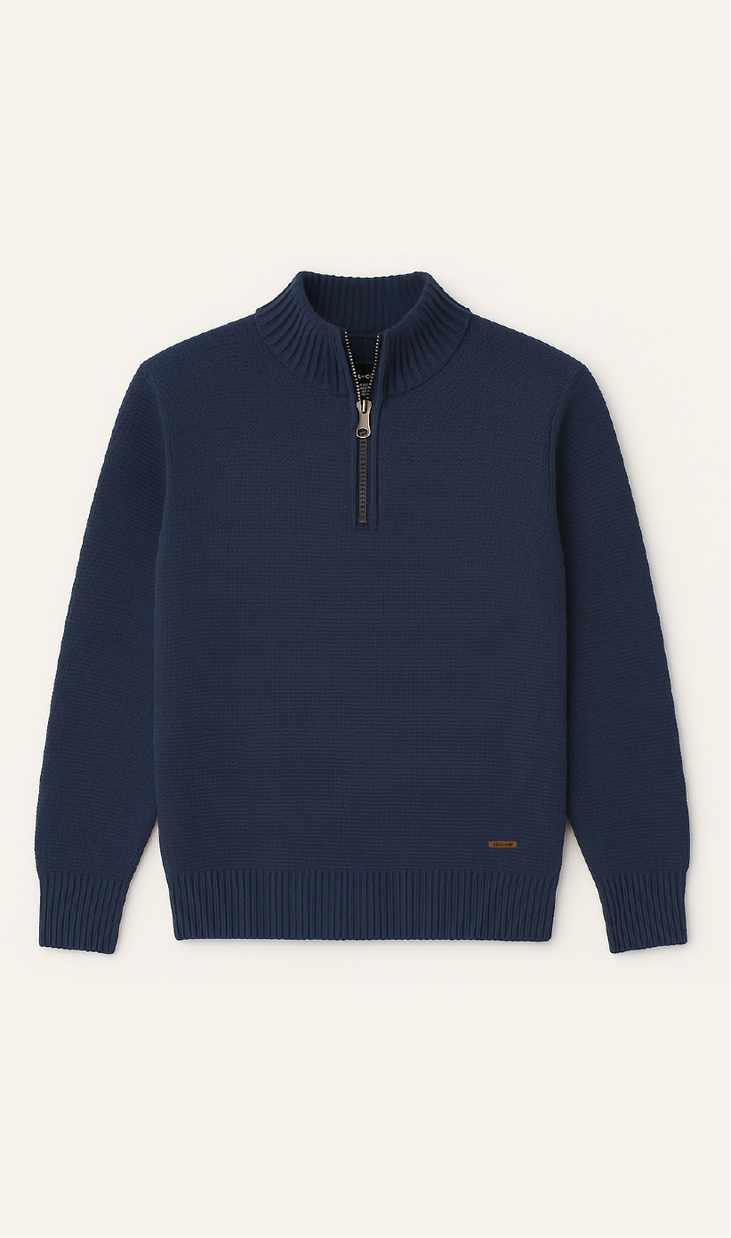 Suéter Tejido Half Zipper azul oscuro