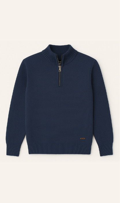 Suéter Tejido Half Zipper azul oscuro