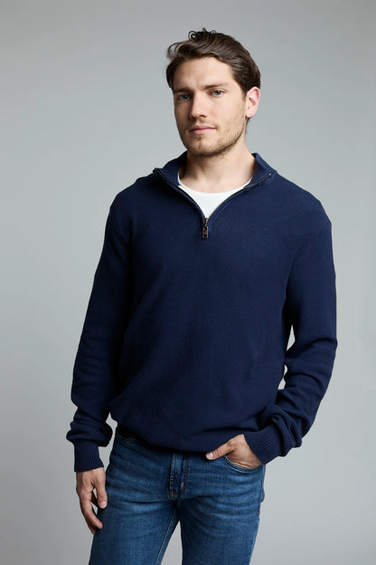 Suéter Tejido Half Zipper azul oscuro