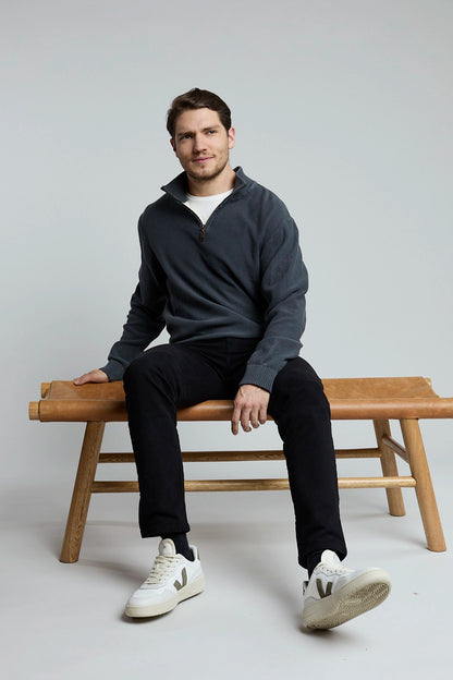 Suéter Tejido Half Zipper gris