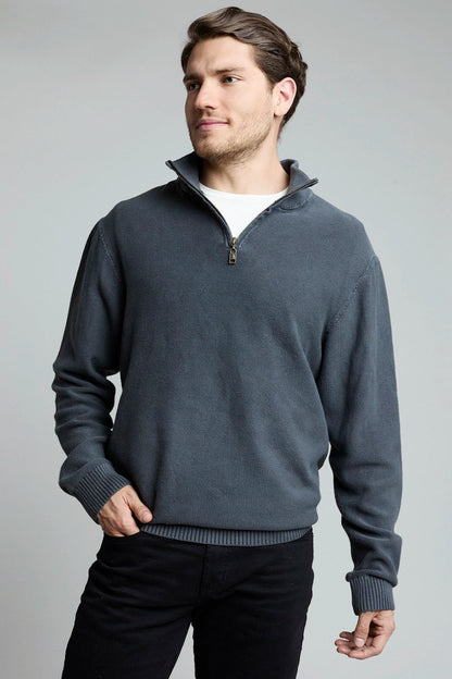 Suéter Tejido Half Zipper gris