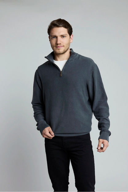 Suéter Tejido Half Zipper gris