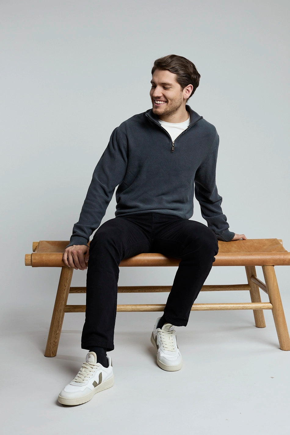 Suéter Tejido Half Zipper gris