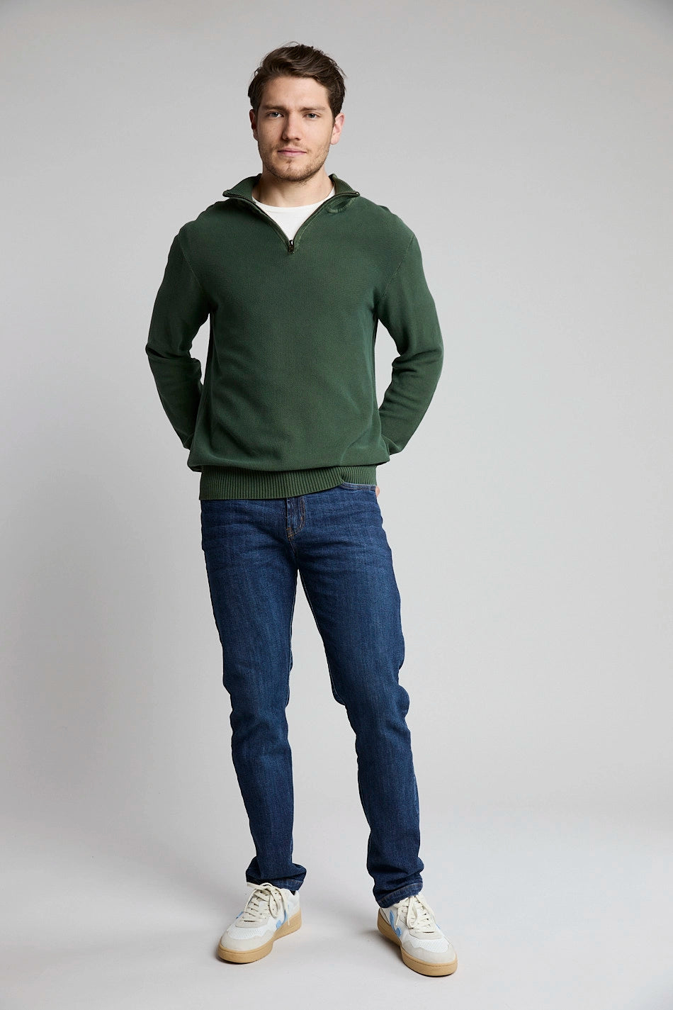 Suéter Tejido Half Zipper verde