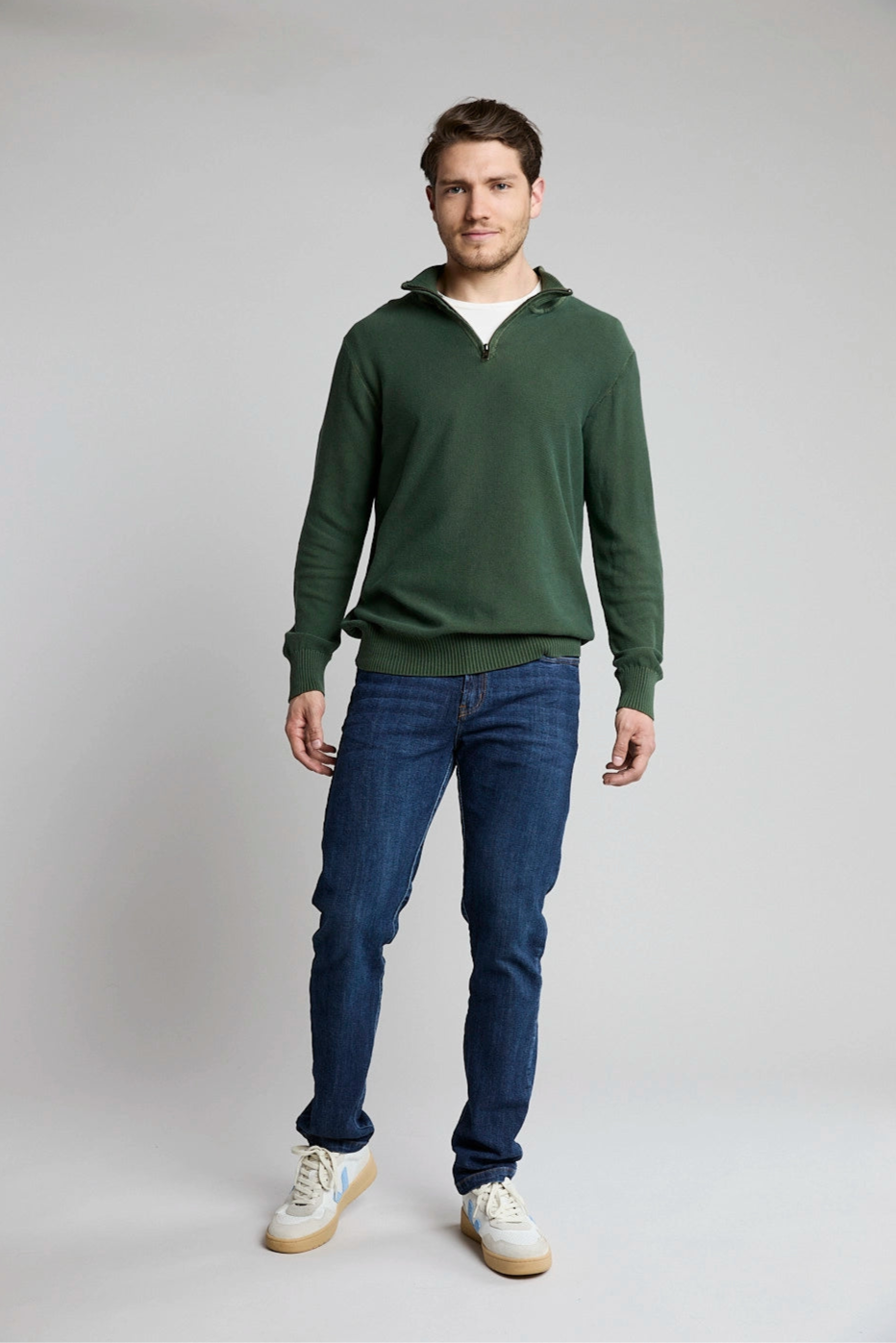 Suéter Tejido Half Zipper verde