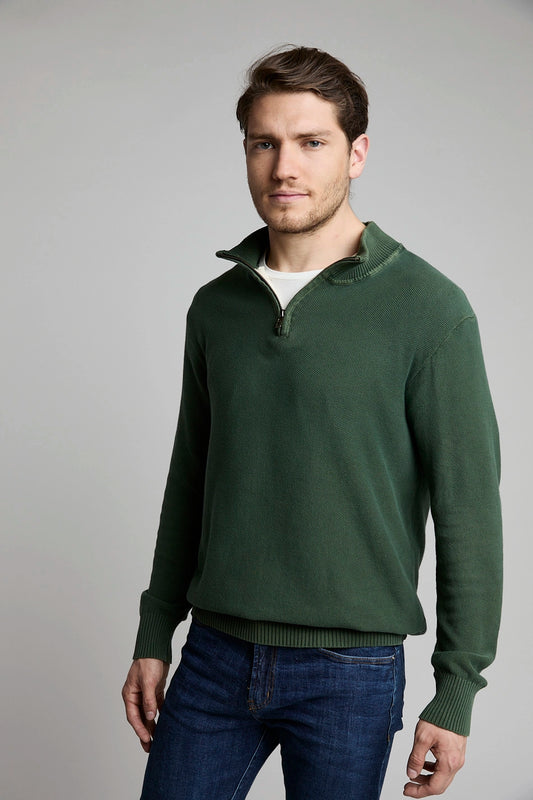 Suéter Tejido Half Zipper verde