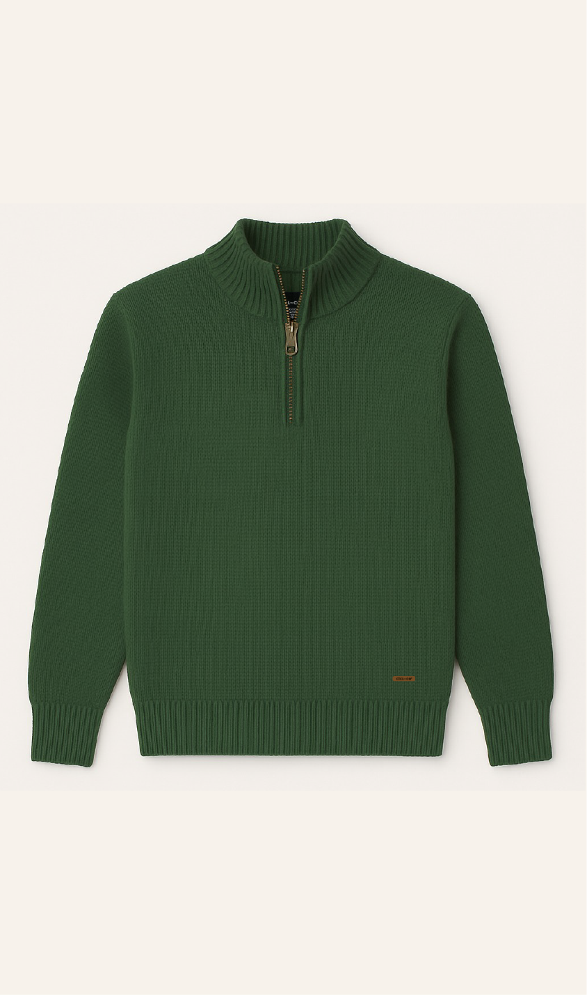 Suéter Tejido Half Zipper verde