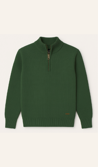 Suéter Tejido Half Zipper verde