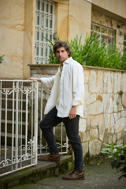 Camisa Hombre Oxford Amarilla