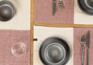 Pack x 4 individuales color block vinotinto