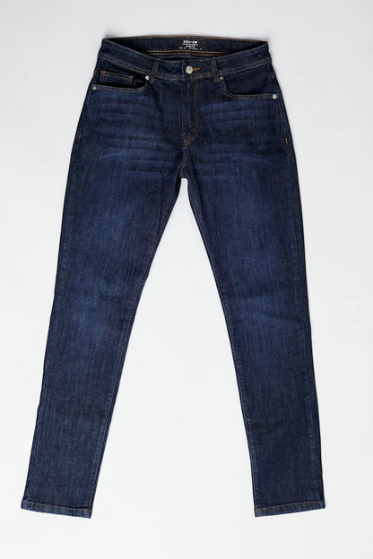 Jeans de hombre color azul oscuro  slim fit algodón y spandex