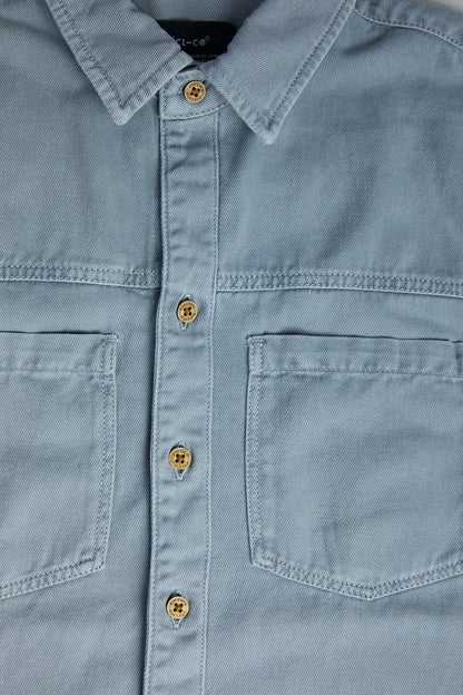 Sobrecamisa de hombre algodón color azul claro