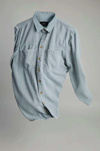 Sobrecamisa de hombre algodón color azul claro