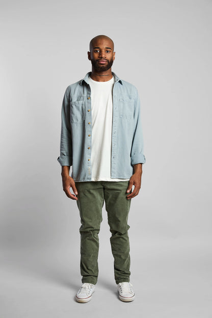 Sobrecamisa hombre algodón color azul claro