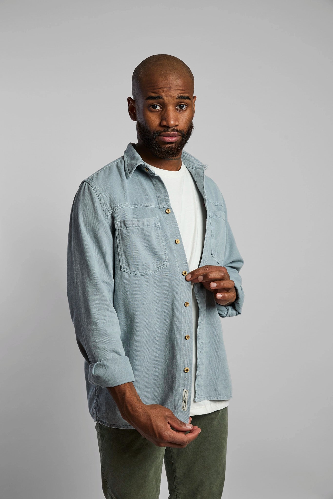 Sobrecamisa hombre algodón color azul claro