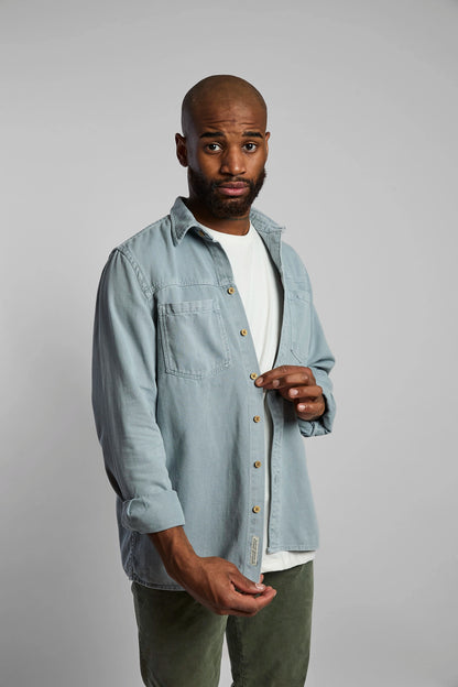 Sobrecamisa hombre algodón color azul claro