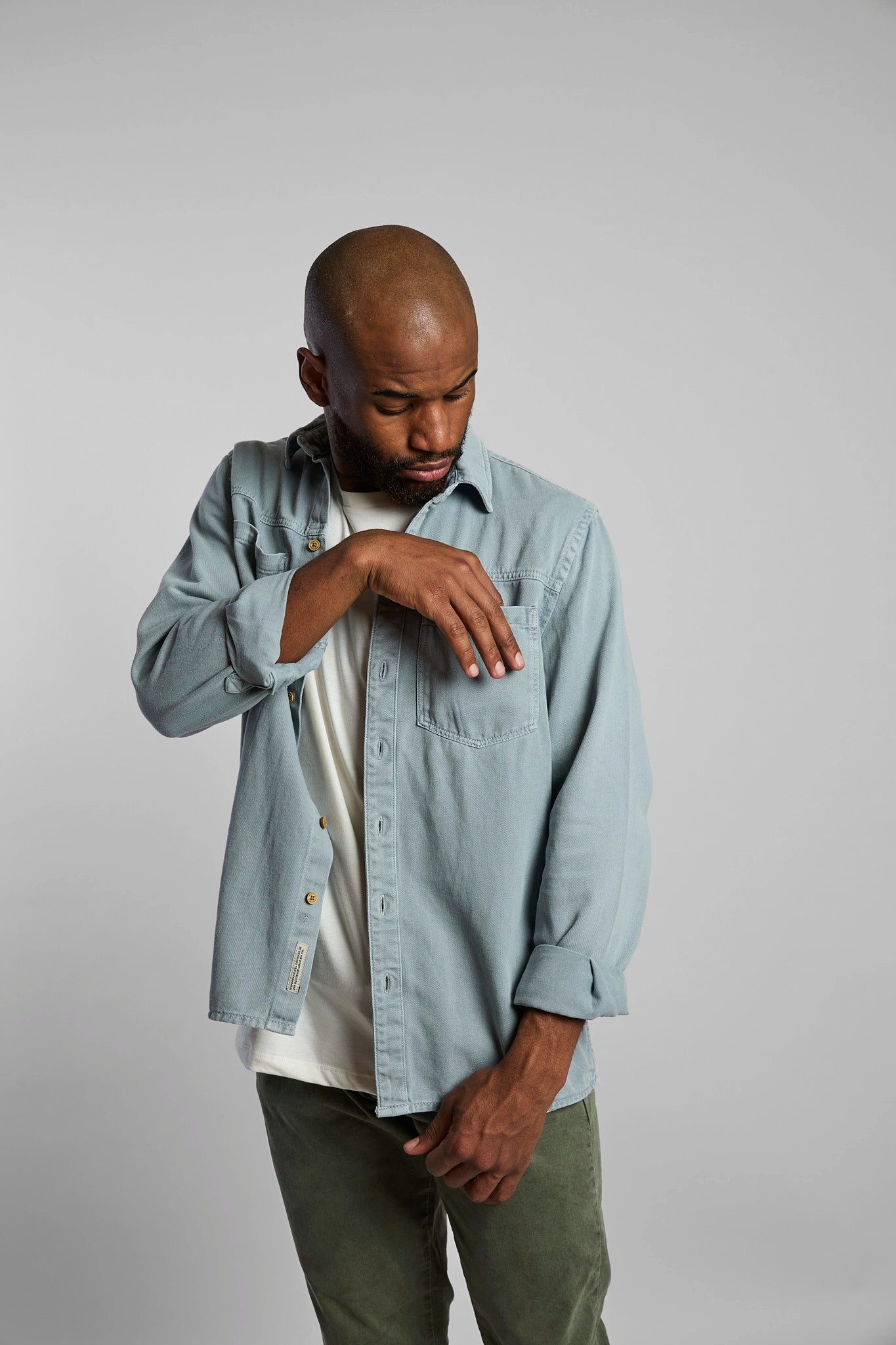 Sobrecamisa hombre algodón color azul claro