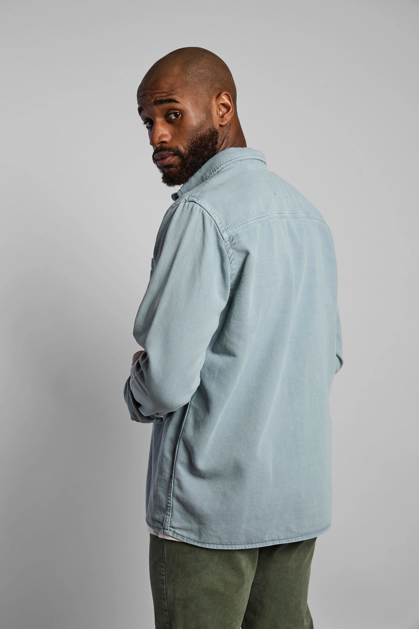 Sobrecamisa hombre algodón color azul claro