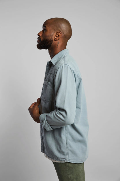 Sobrecamisa hombre algodón color azul claro