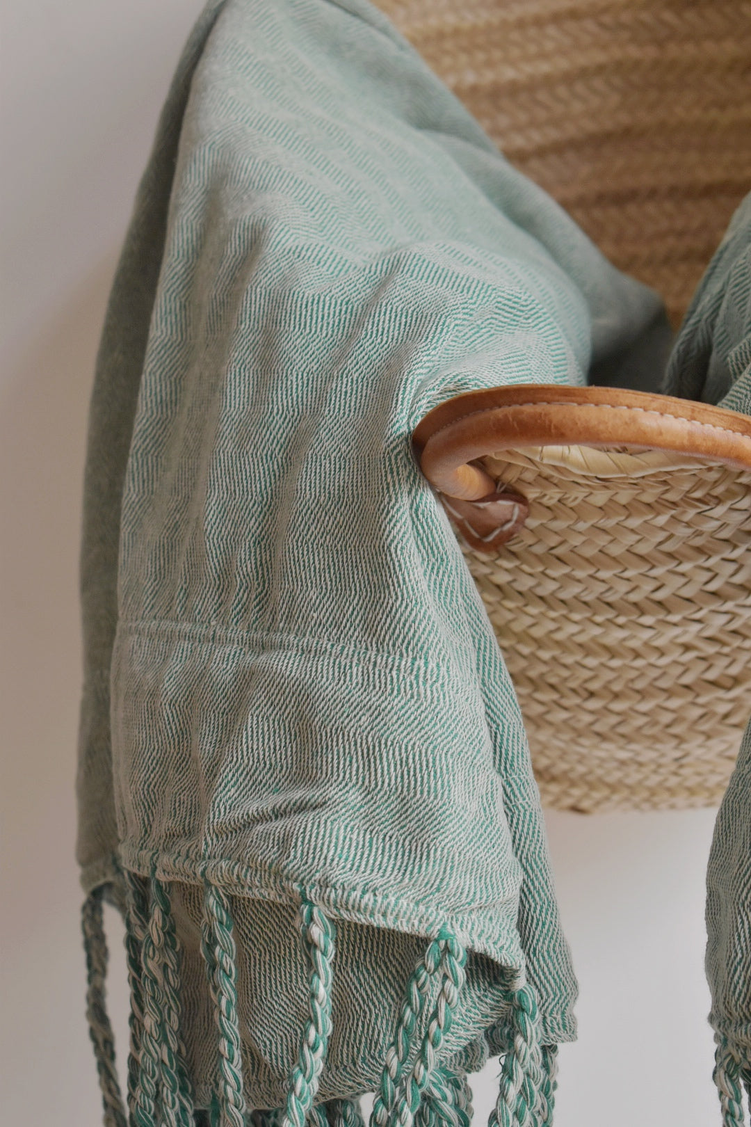 Hamaca Tejida Espina De Pescado Verde verde — hamaca tejida sostenible unisex hecha en Colombia, detalle | Cíclico
